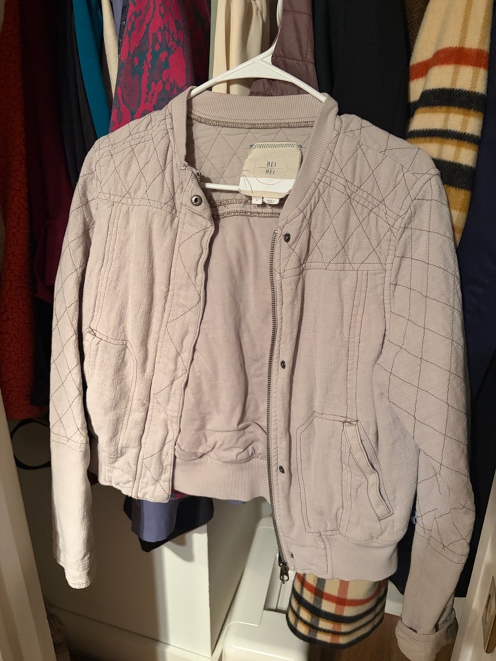 HEI HEI Quilted Light Lavender Bomber Jacket